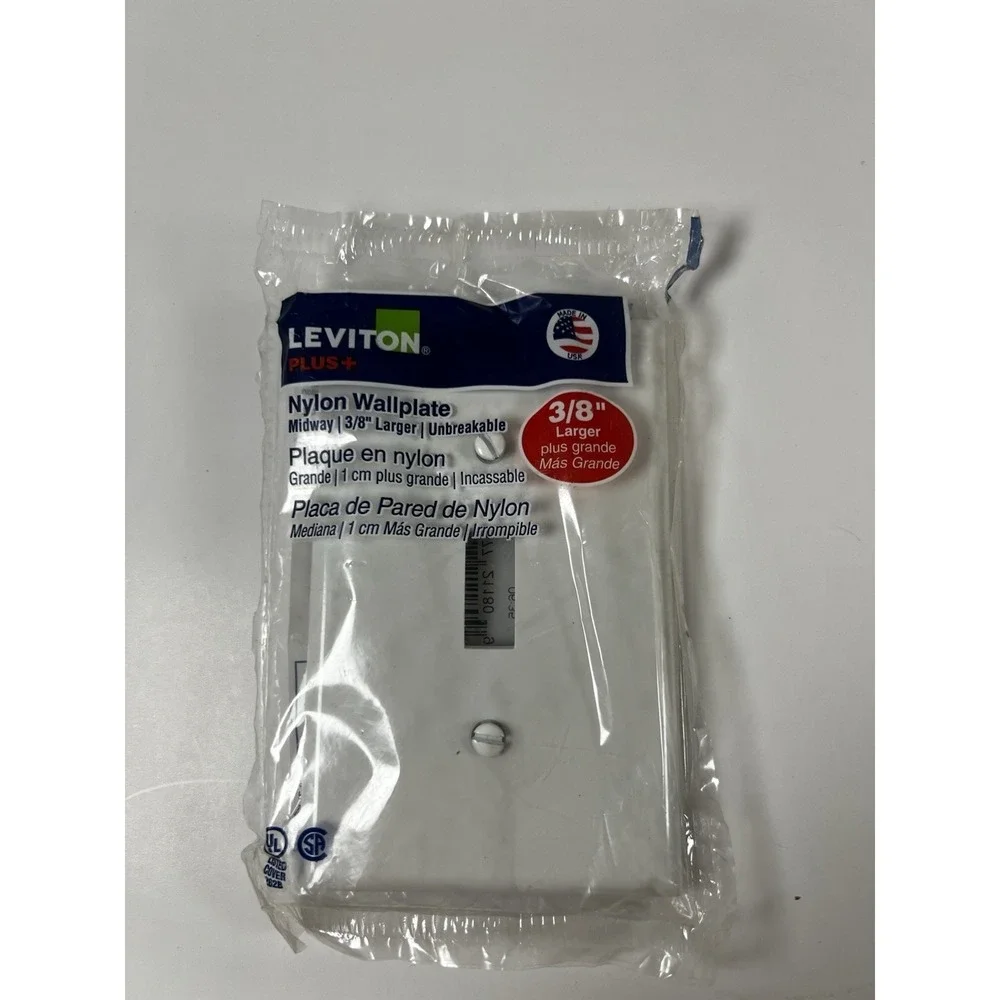 Leviton‎ R52-PJ1-WM Toggle Wall Plate | Midway/Midsize Nylon | 1-Gang White New